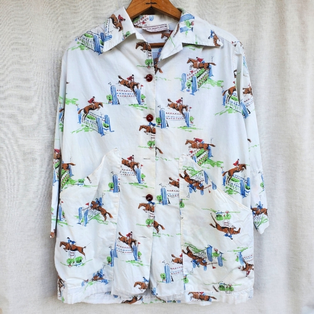 Vintage Chore Jacket 60s 70s Novelty Print Cotton
